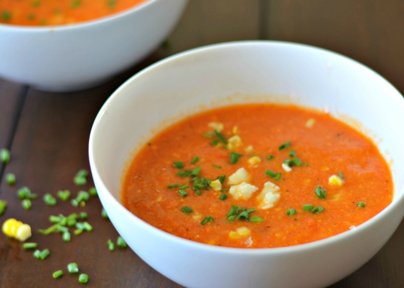 Roasted Tomato, Red Pepper and Corn Chowder