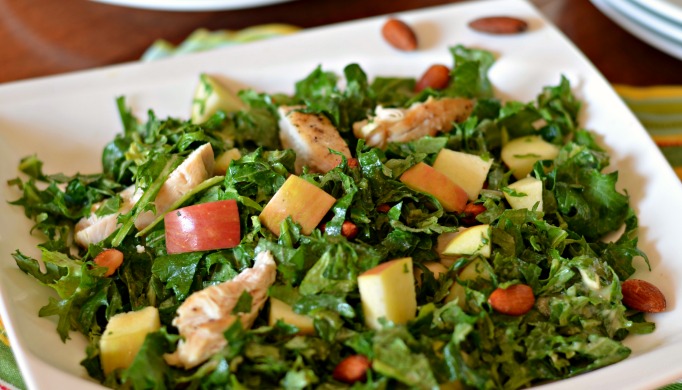 Chicken and Kale Salad with Lemon Tahini Dressing