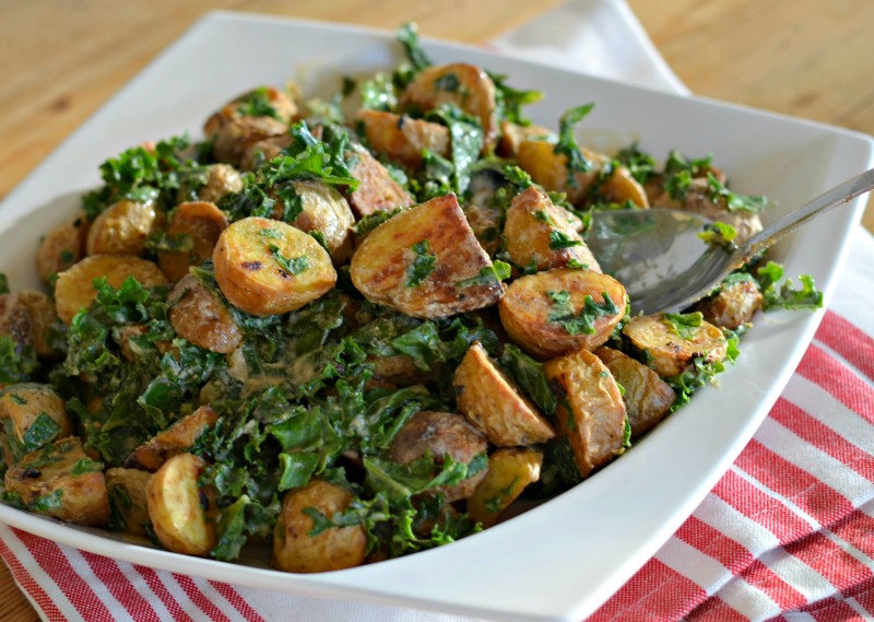 Warm Roasted Potato and Kale Salad